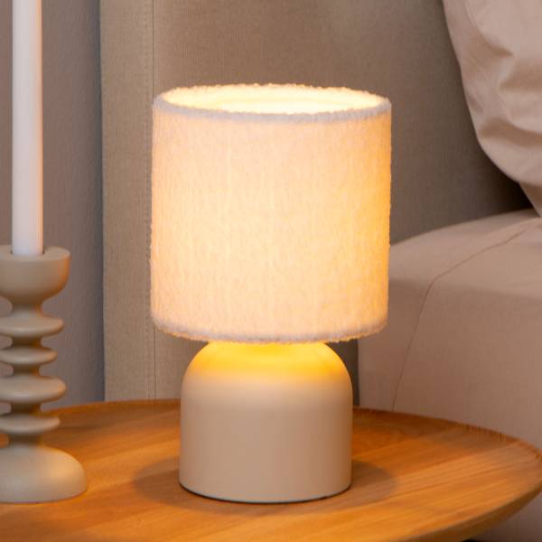 Tischleuchte Woolly - Baumwollstoff - Beige