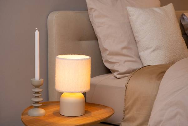 Tischleuchte Woolly - Baumwollstoff - Beige