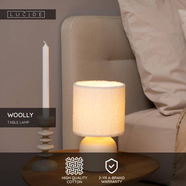 Tischleuchte Woolly - Baumwollstoff - Beige