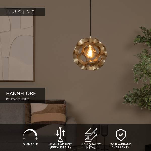 Pendelleuchte Hannelore - Eisen - Gold - Durchmesser: 30 cm