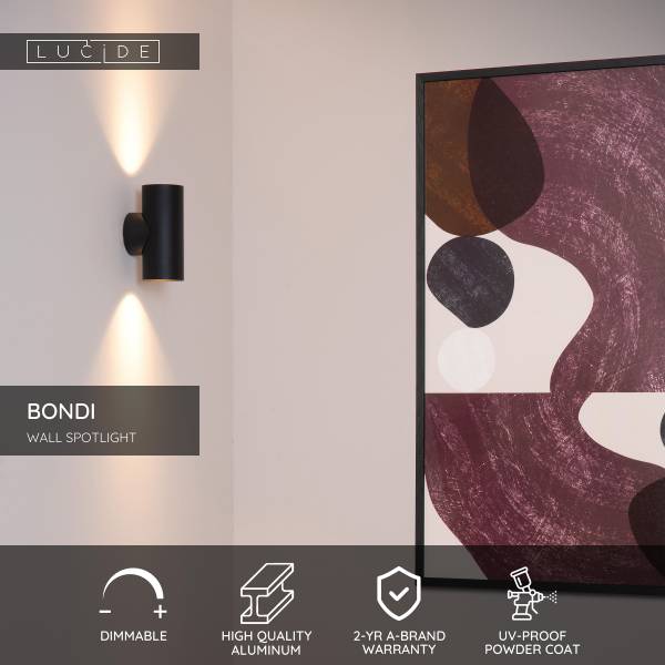 Wandleuchte Bondi - Aluminium - Schwarz