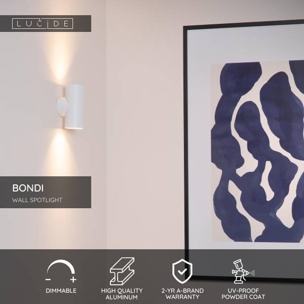 Wandleuchte Bondi - Aluminium - Weiß