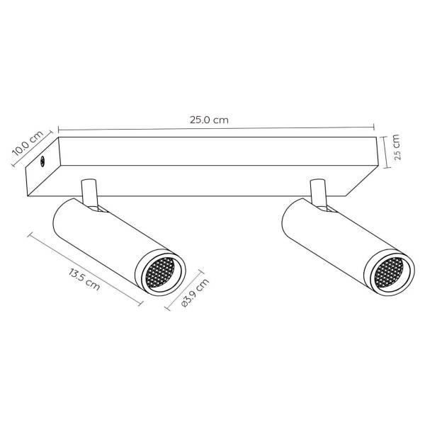 Deckenleuchte Grado Typ A - Aluminium - Beige - Flammenanzahl: 2