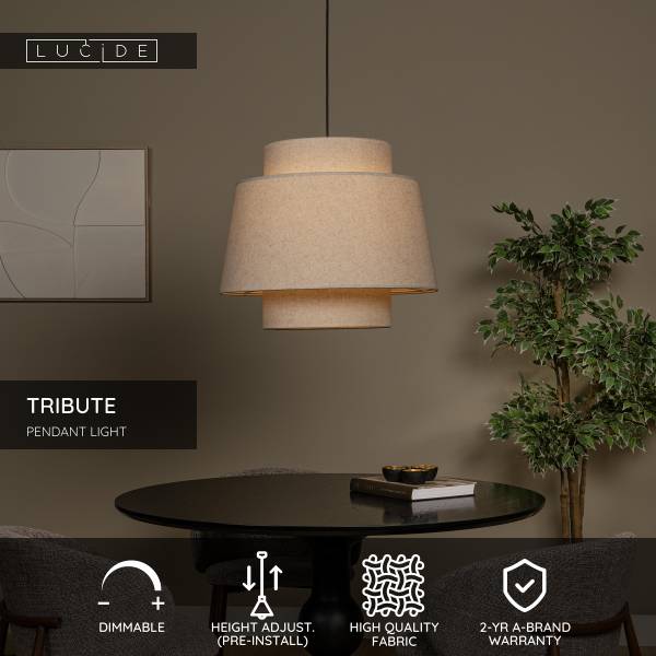Pendelleuchte Tribute Typ B - Polyester - Beige - Flammenanzahl: 1