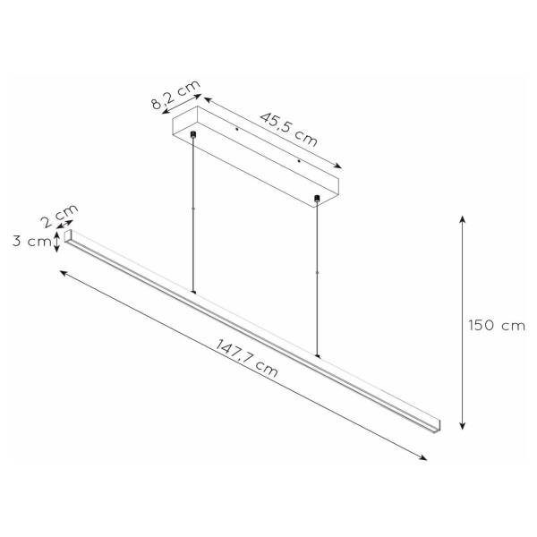 Pendelleuchte Sigma - Eisen - Schwarz - Tiefe: 148 cm