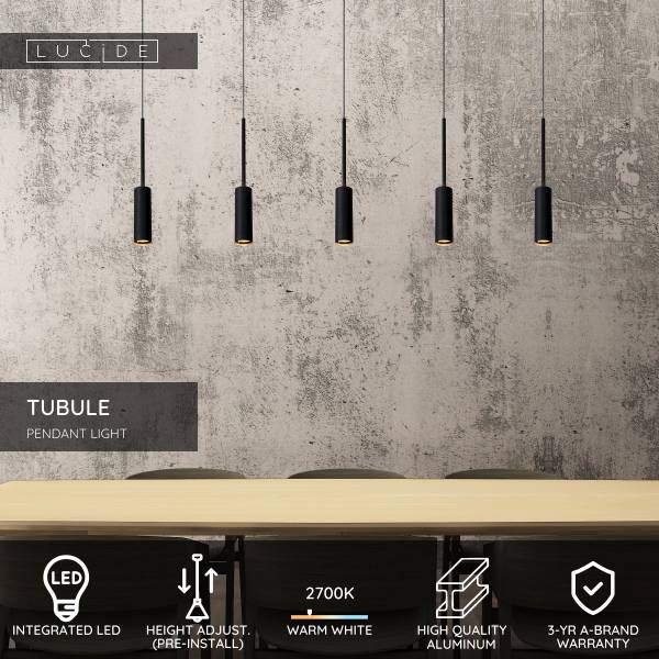 Pendelleuchte Tubule Typ B - Aluminium - Schwarz