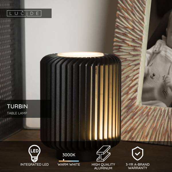 Tischleuchte Turbin - Aluminium - Schwarz