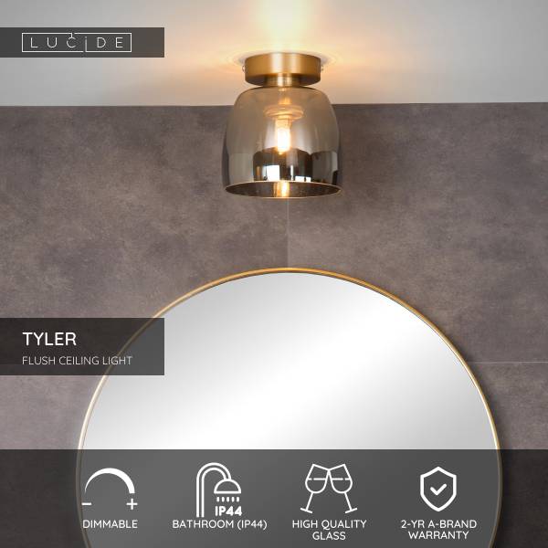 Deckenleuchte Tyler - Opalglas - Gold