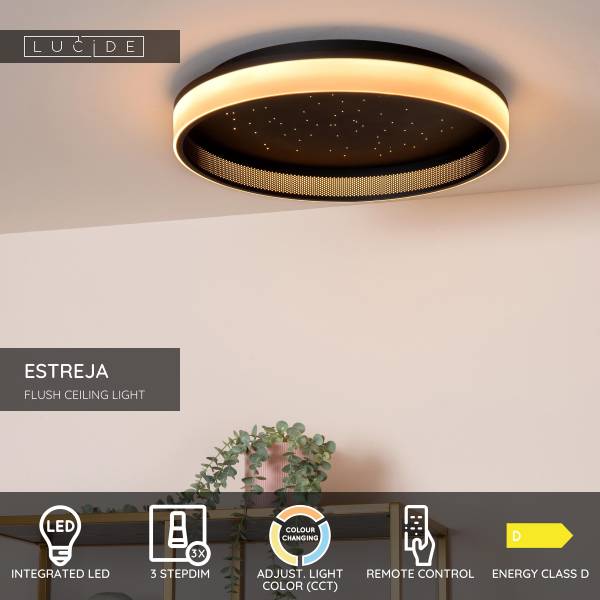 LED Deckenleuchte Estreja - Stahl - Schwarz