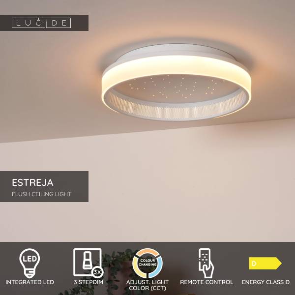 LED Deckenleuchte Estreja - Stahl - Weiß