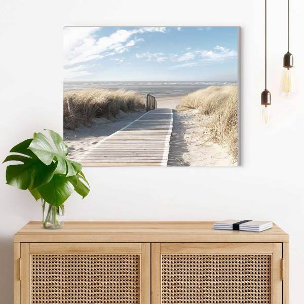 Wandbild Weg Zum Meer - MDF - Blau - 40 x 50 cm
