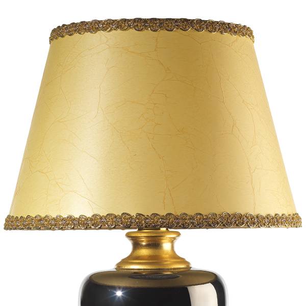 Tischleuchte Mozart - Baumwollstoff / Keramik - 1-flammig - Schwarz / Gold