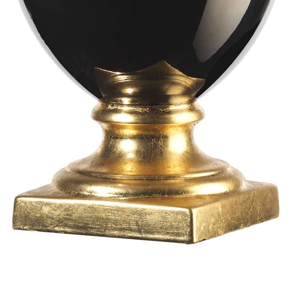 Tischleuchte Mozart - Baumwollstoff / Keramik - 1-flammig - Schwarz / Gold