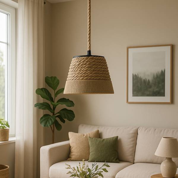 Pendelleuchte Coen - Rattan - 1-flammig