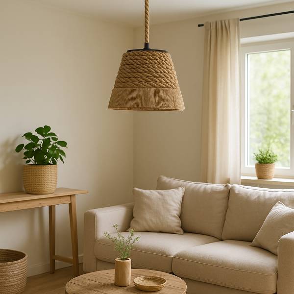 Pendelleuchte Coen - Rattan - 1-flammig