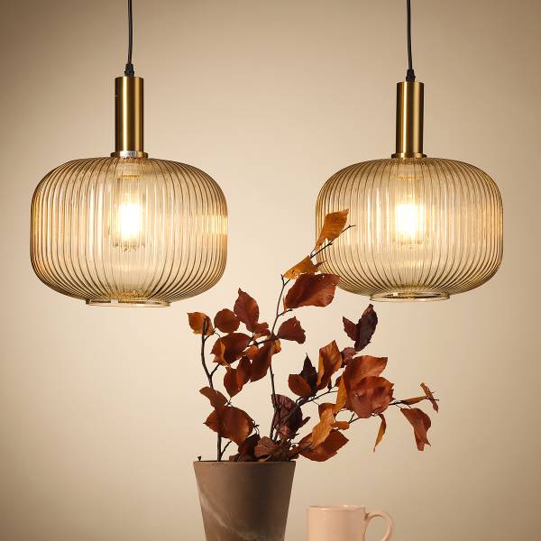 Pendelleuchte Doroty Typ B - Farbglas / Eisen - 1-flammig
