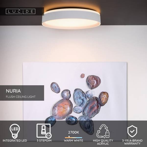 Deckenleuchte Nuria - Acrylglas - Weiß - Durchmesser: 40 cm