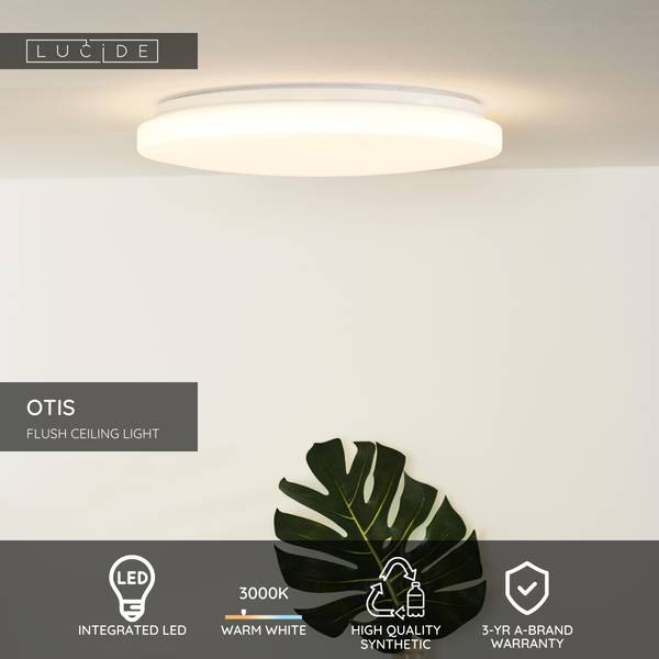 Deckenleuchte Otis Rund - Acrylglas - Weiß - Durchmesser: 26 cm