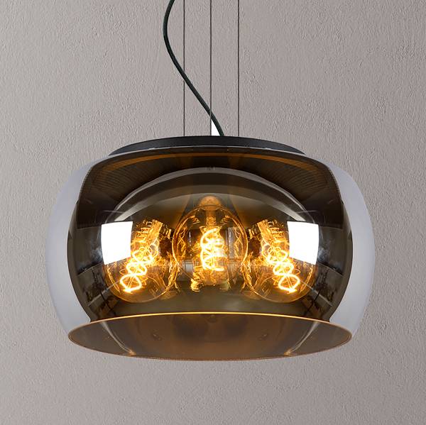 Pendelleuchte Olivia - Opalglas - Grau - Durchmesser: 40 cm