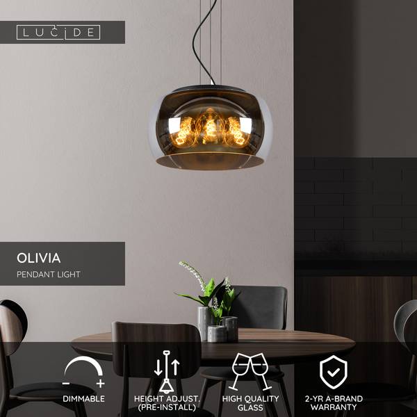 Pendelleuchte Olivia - Opalglas - Grau - Durchmesser: 40 cm