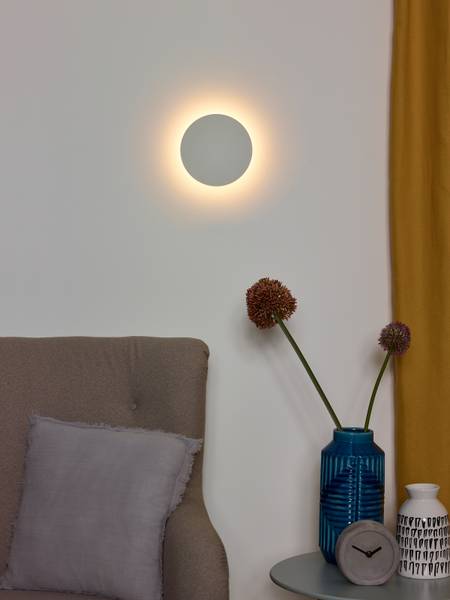 LED Wandleuchte Eklyps - Aluminium - Weiß - Durchmesser: 15 cm