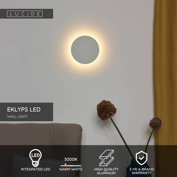 LED Wandleuchte Eklyps - Aluminium - Weiß - Durchmesser: 15 cm