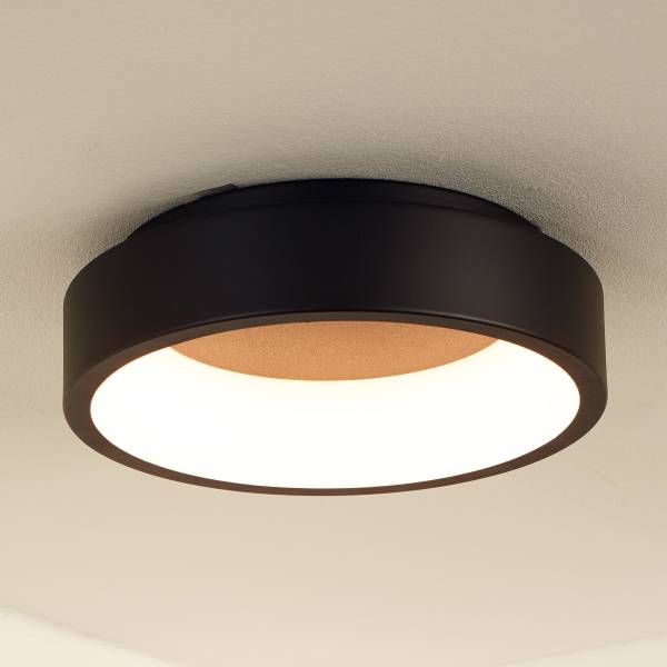 LED Deckenleuchte Talowe - Aluminium - Schwarz - Durchmesser: 30 cm