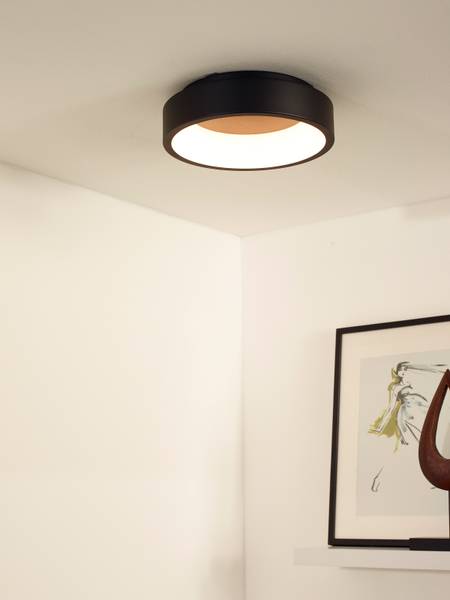 LED Deckenleuchte Talowe - Aluminium - Schwarz - Durchmesser: 30 cm