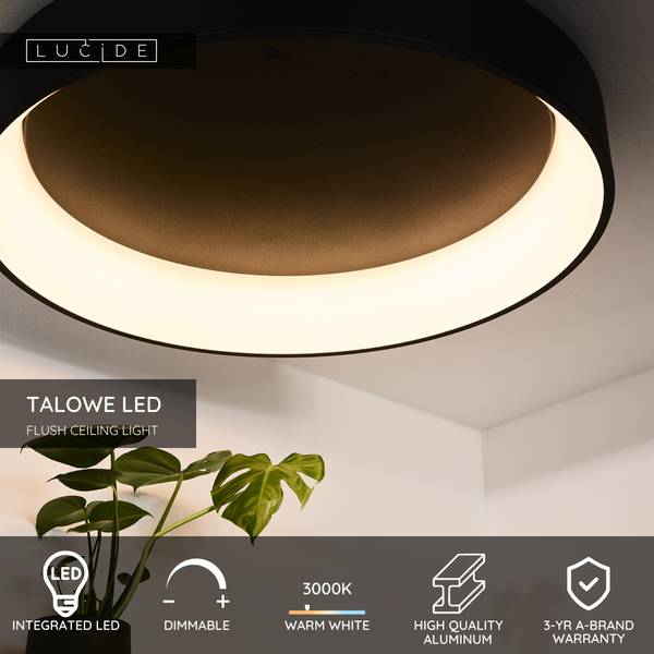 LED Deckenleuchte Talowe - Aluminium - Schwarz - Durchmesser: 80 cm