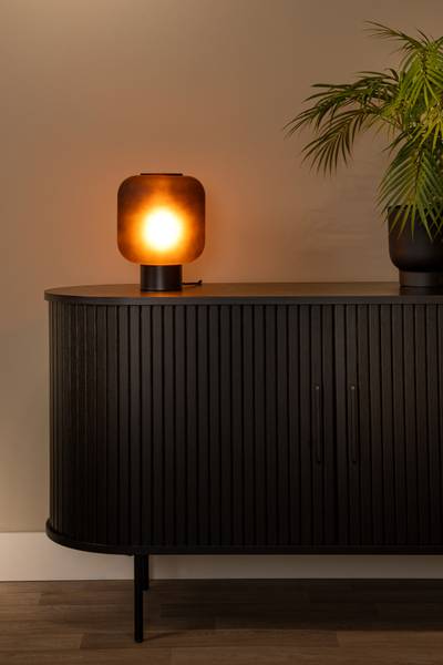 Tischleuchte Eloise - Aluminium / Opalglas - Schwarz