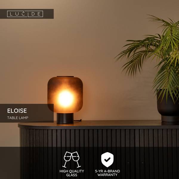 Tischleuchte Eloise - Aluminium / Opalglas - Schwarz