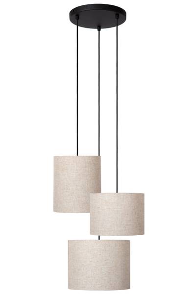 Pendelleuchte Maya Typ B - Aluminium / Baumwollstoff - Schwarz