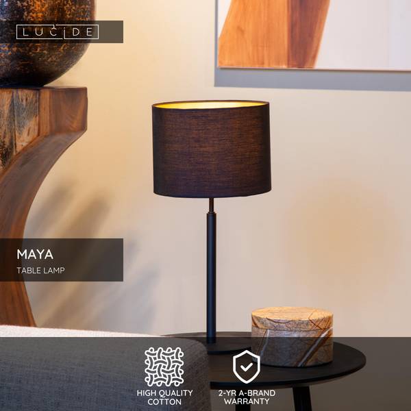 Tischleuchte Maya - Aluminium / Baumwollstoff - Beige