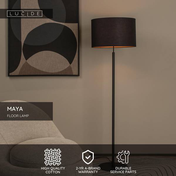 Stehleuchte Maya - Aluminium / Baumwollstoff - Beige