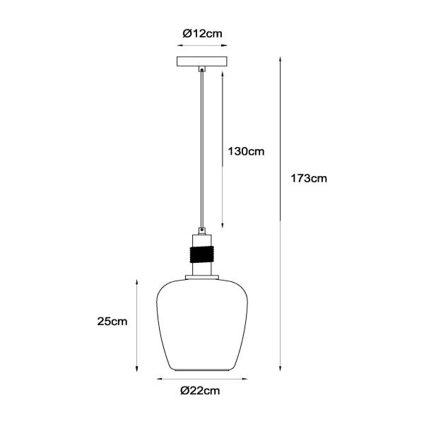 Pendelleuchte Ilona Typ B - Aluminium / Opalglas - Gelb