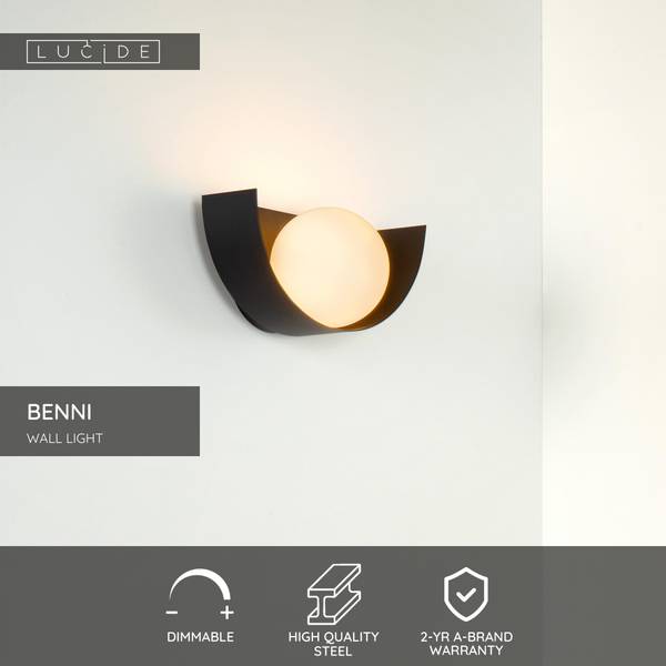 Wandleuchte Benni - Stahl - Schwarz