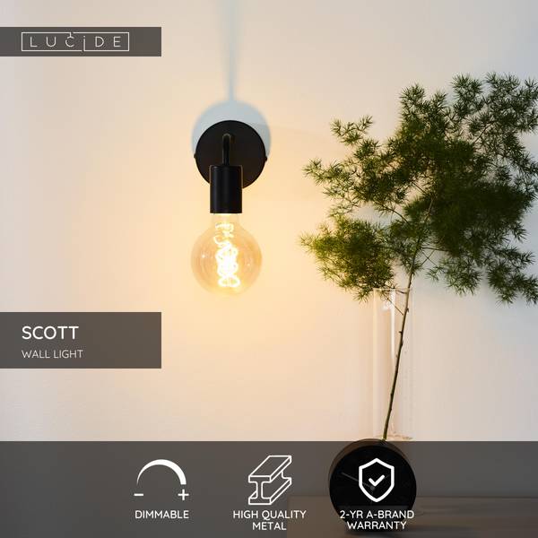 Wandleuchte Scott - Eisen - Schwarz
