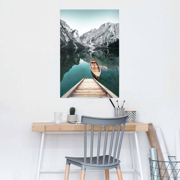 Poster Berg See - Papier - Grün - 61 x 91,5 cm