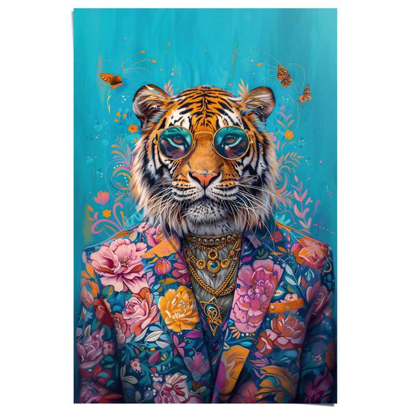Poster Dressed Tiger - Papier - Mehrfarbig - 61 x 91,5 cm