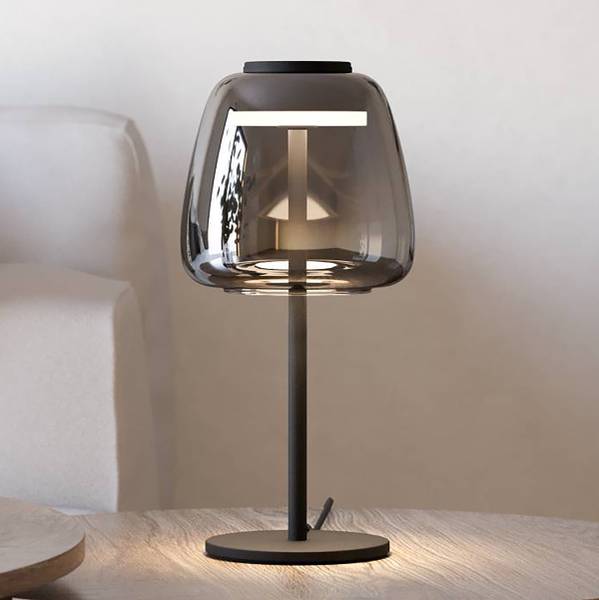 LED-Tischleuchte Alfero - Rauchglas / Stahl - 1-flammig