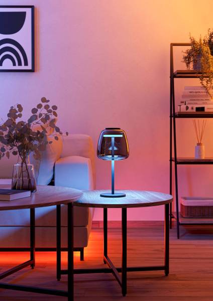 LED-Tischleuchte Alfero - Rauchglas / Stahl - 1-flammig