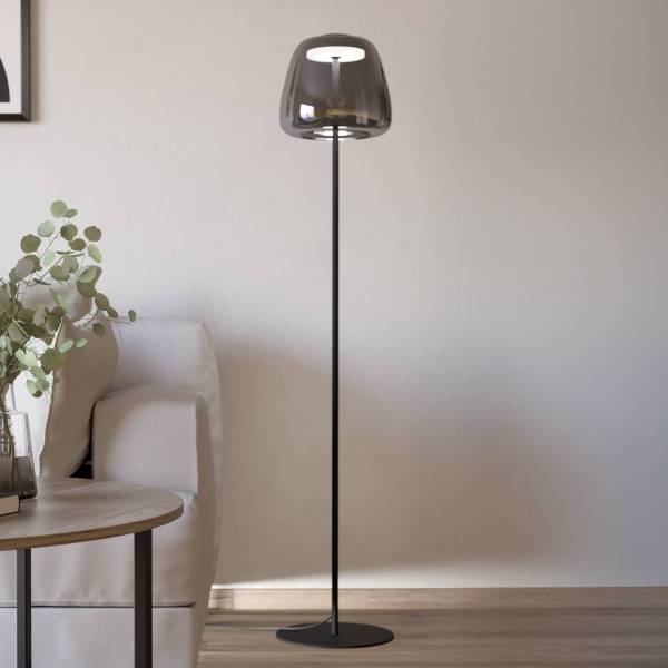 LED-Stehleuchte Alfero - Rauchglas / Stahl - 1-flammig