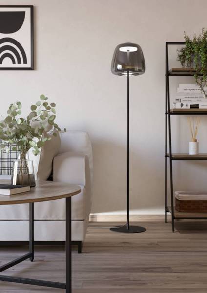LED-Stehleuchte Alfero - Rauchglas / Stahl - 1-flammig