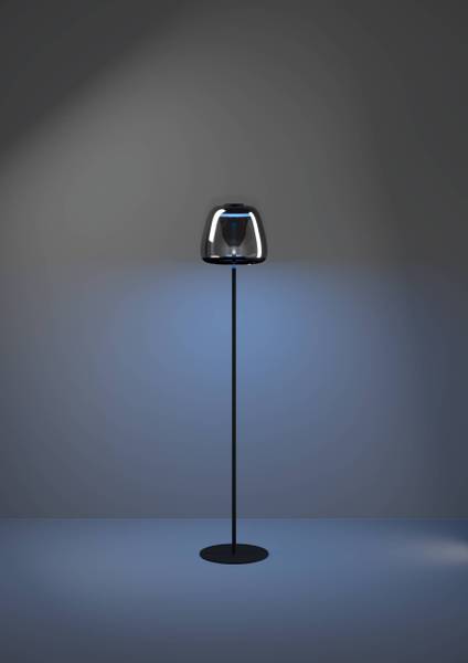 LED-Stehleuchte Alfero - Rauchglas / Stahl - 1-flammig
