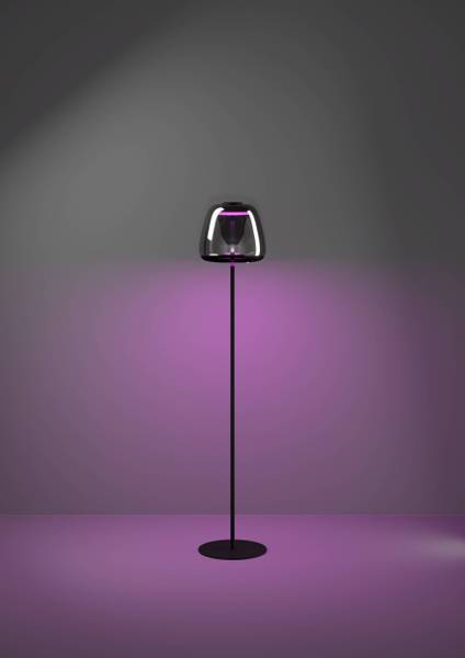 LED-Stehleuchte Alfero - Rauchglas / Stahl - 1-flammig