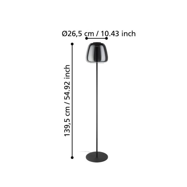 LED-Stehleuchte Alfero - Rauchglas / Stahl - 1-flammig