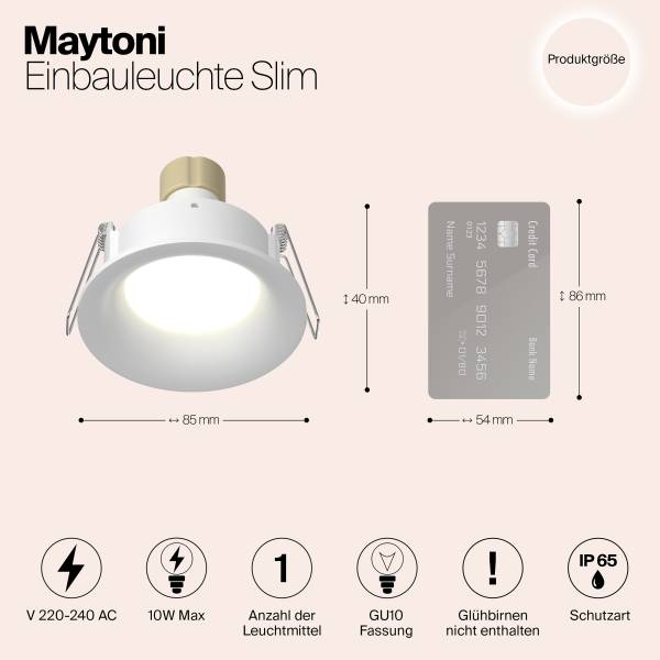 Einbauleuchte Slim Typ B - Aluminium - 1-flammig - Weiß