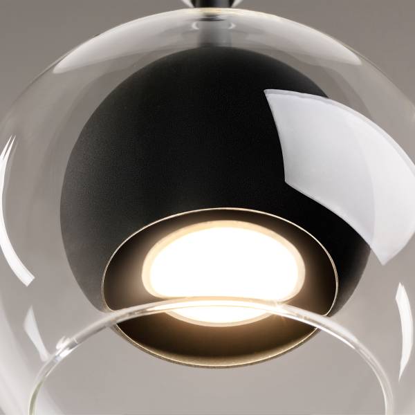 Pendelleuchte Ros - Klarglas / Metall - 1-flammig - Schwarz