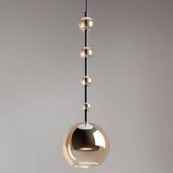 Pendelleuchte Ros - Farbglas / Metall - 1-flammig - Schwarz / Beige