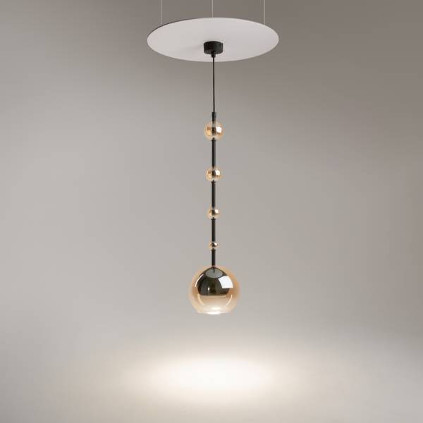 Pendelleuchte Ros - Farbglas / Metall - 1-flammig - Schwarz / Beige